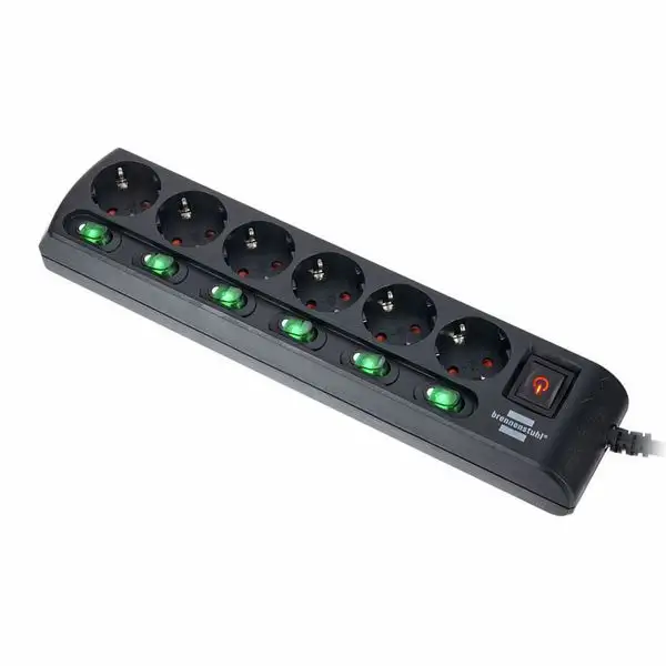 Brennenstuhl 6-Way Socket Device Switchs BK
