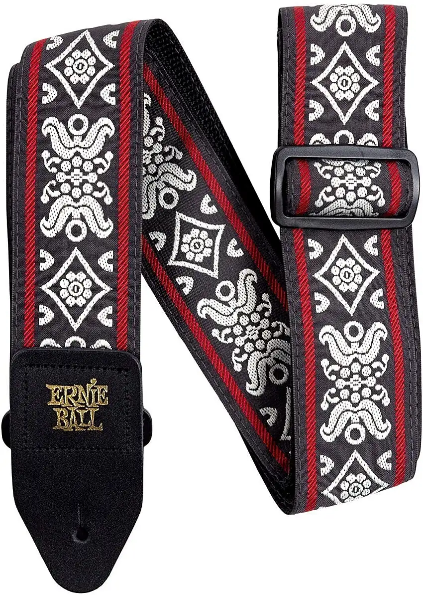 Ernie Ball Classic Jacquard Blackjack Red Gitarrband i textil