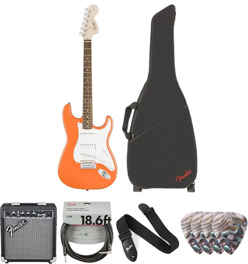 Fender Squier Affinity Series Stratocaster IL Competition Orange Deluxe SET Competition Orange Elektriska gitarrer