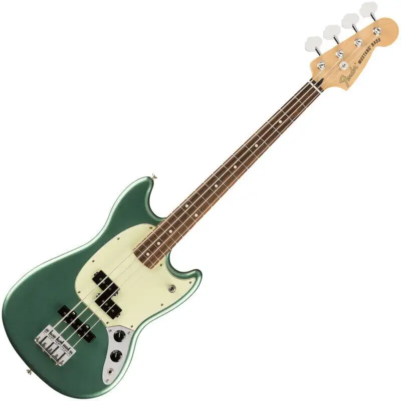 Fender Player Mustang Bass PJ PF LE Sherwood Green Metallic 4-strängad basgitarr