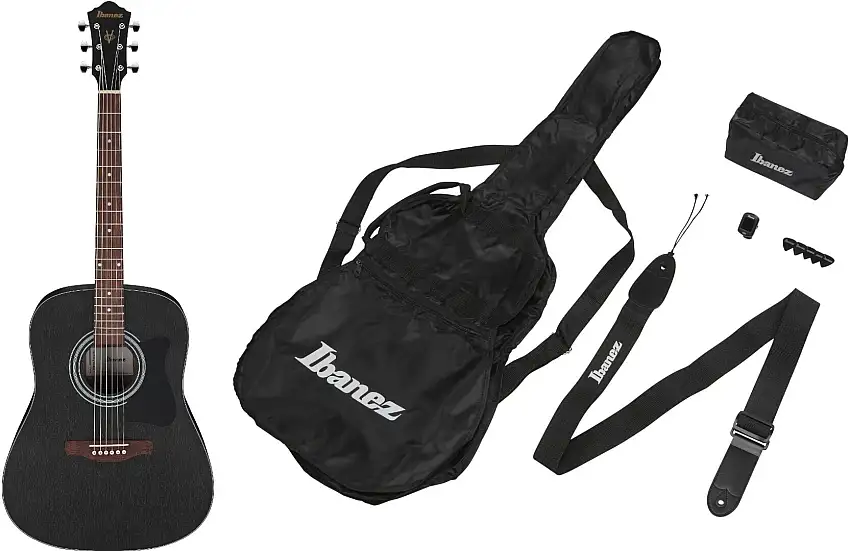 Ibanez V54NJP-WK Weathered Black Open Pore Dreadnought-gitarr