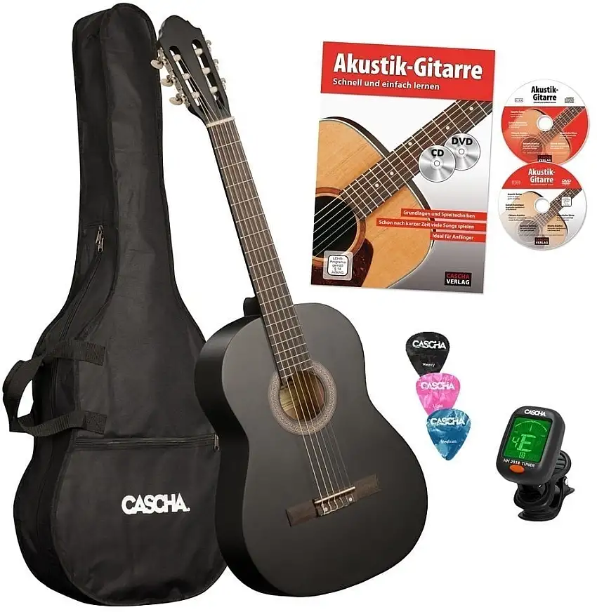 Cascha HH 2030 DE Classic guitar 4/4 Set Black Satin