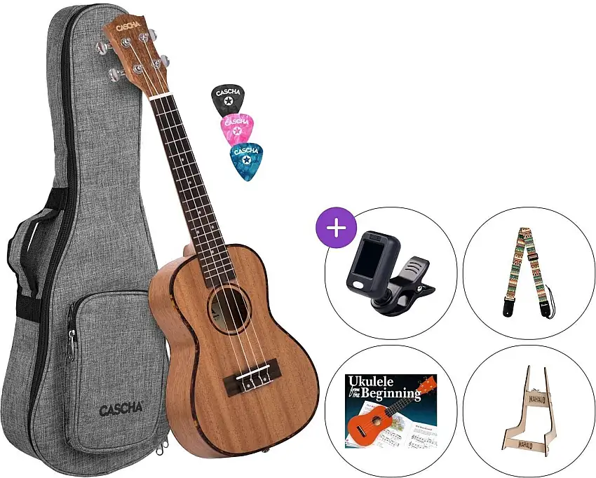 Cascha HH 2035 Premium Mahogany SET Natural Konsert-ukulele