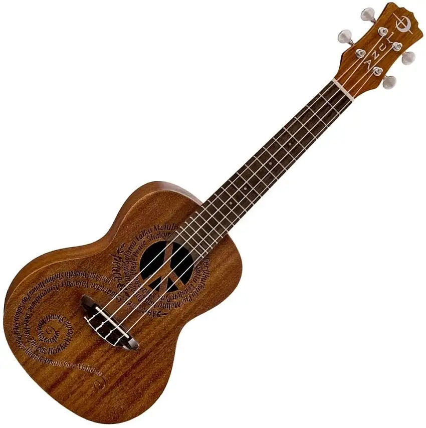 Luna Maluhia Peace Laser peace design Konsert-ukulele