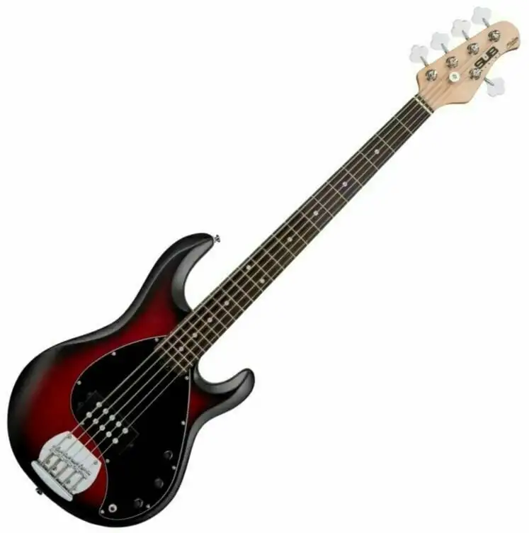 Sterling by MusicMan S.U.B. RAY5 Red Ruby Burst Satin 5-strängad basgitarr