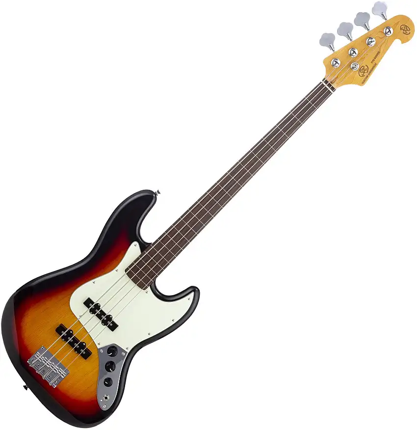 SX SJB62+FL 3-Tone Sunburst Fretless Bassguitar
