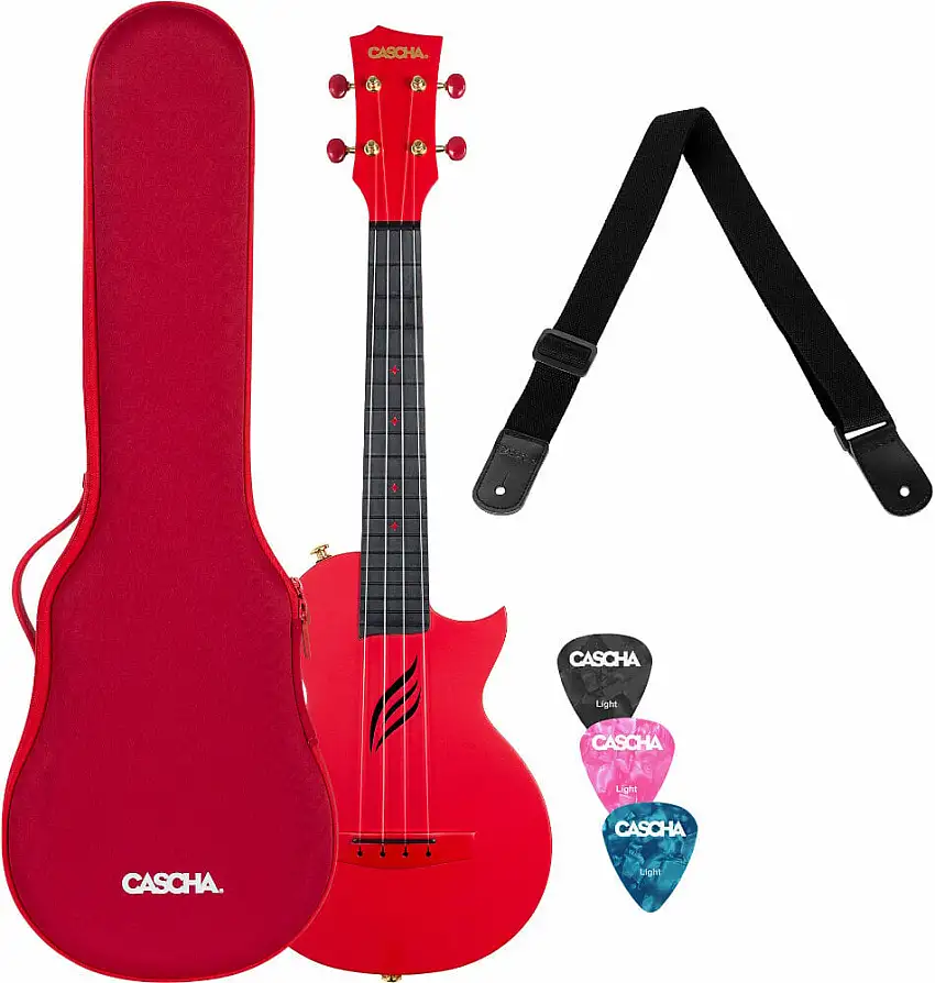 Cascha Carbon Fibre Set Red Konsert-ukulele
