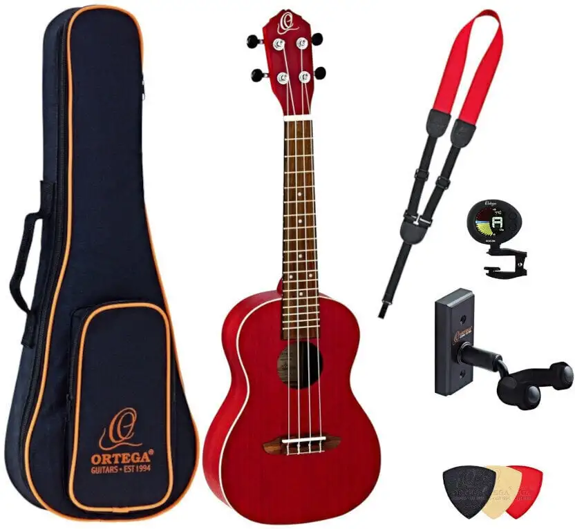 Ortega RUFIRE Deluxe SET Fire Red Konsert-ukulele