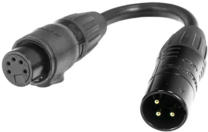 Accu Cable 3-pin M to 5-pin FM IP65 Kablar för DMX-lampor