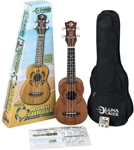 Luna UKE HONU Hawaiian Turtle Design Soprano Ukulele