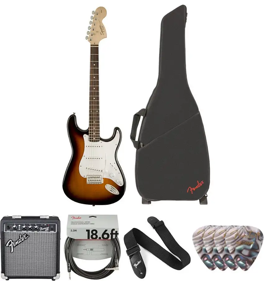 Fender Squier Affinity Series Stratocaster IL Brown Sunburst Deluxet SET Brown Sunburst Elektriska gitarrer