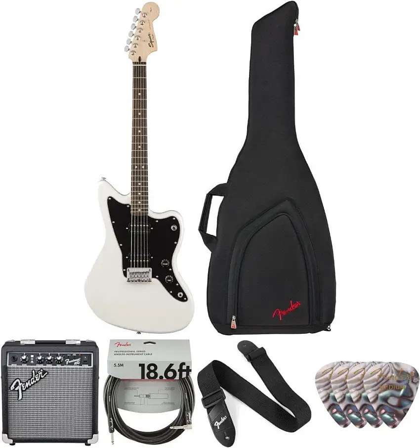 Fender Squier Affinity Series Jazzmaster HH IL Arctic White Deluxe SET Arctic White Elektriska gitarrer