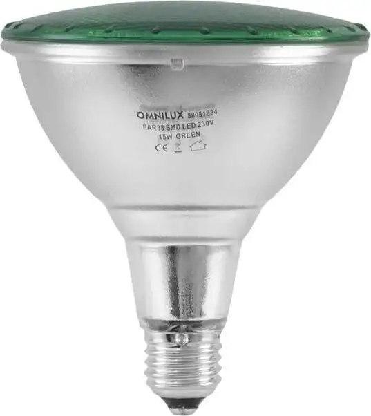 Omnilux PAR-38 230V SMD 15W E-27 LED Green Ljuskälla, Belysning