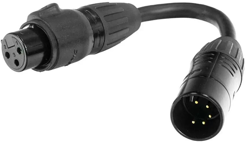 Accu Cable 5-pin M to 3-pin FM IP65 Kablar för DMX-lampor