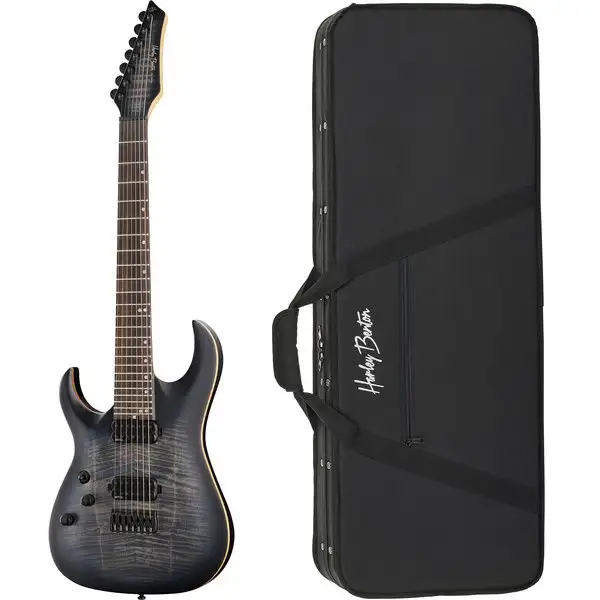Harley Benton Amarok 7 LH BKNT Flame w/Case