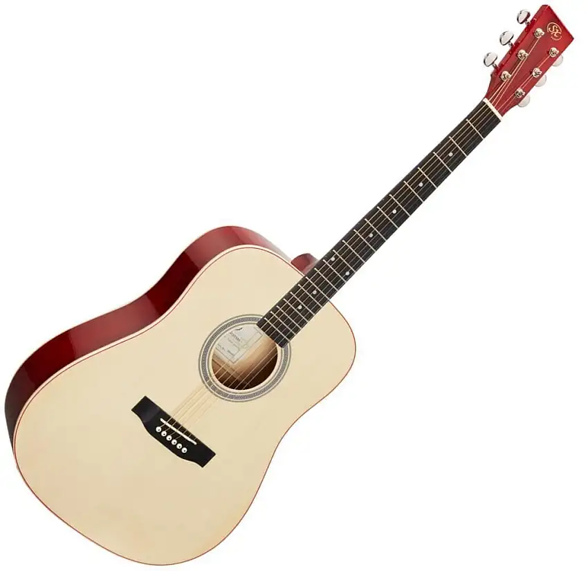 SX SD204 Transparent Red Dreadnought-gitarr