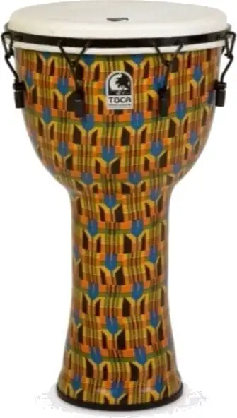 Toca Percussion SFDMX-14KB Djembe Freestyle Mechanically Tuned Kente Cloth