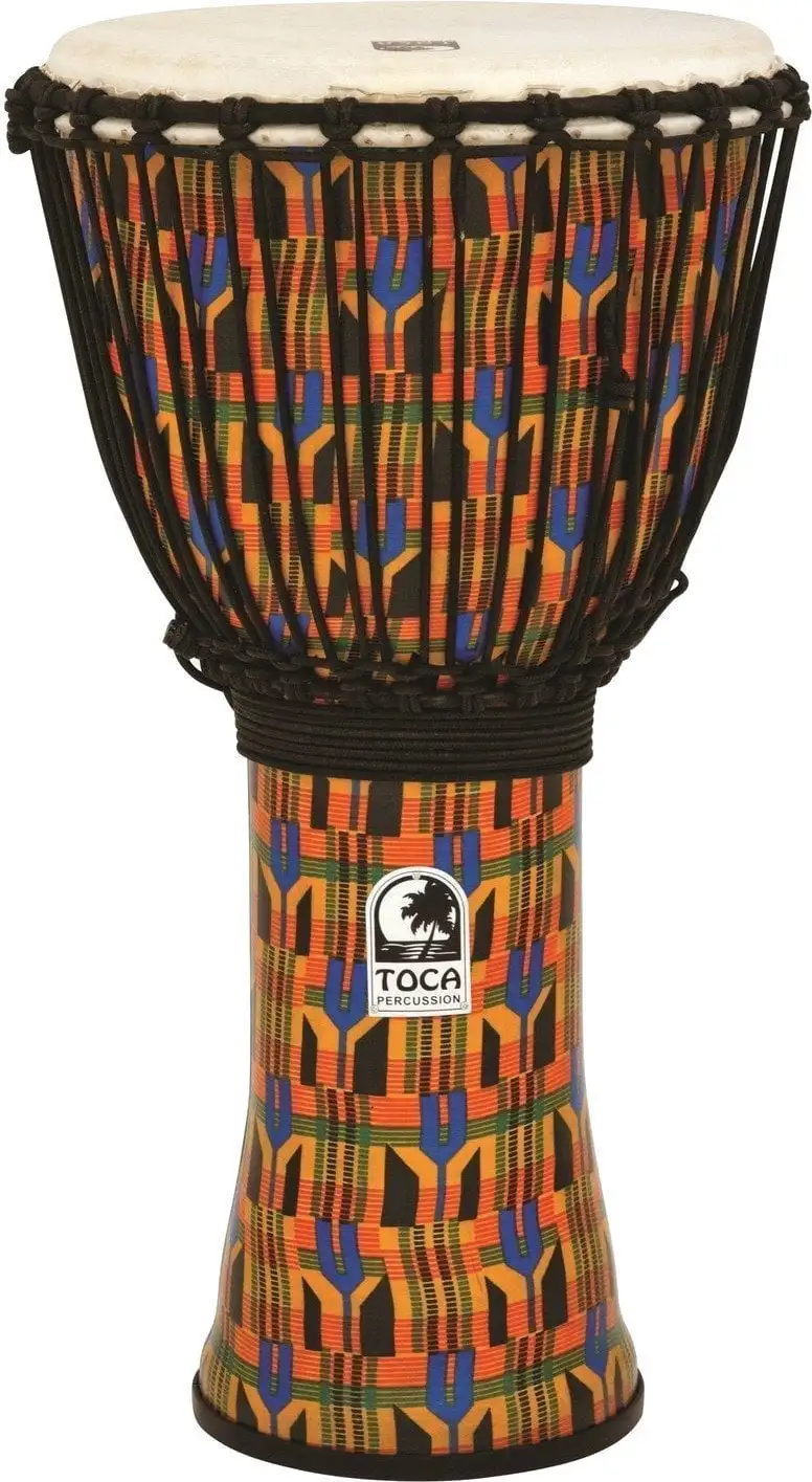 Toca Percussion SFDJ-12K Djembe Freestyle Rope Tuned Kente Cloth