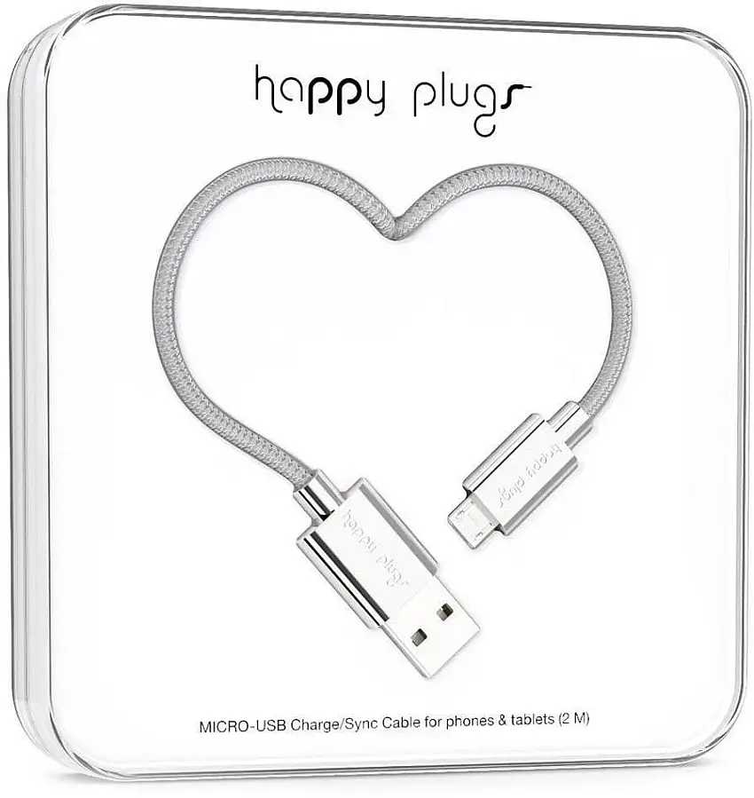 Happy Plugs Micro-USB Cable 2m Silver