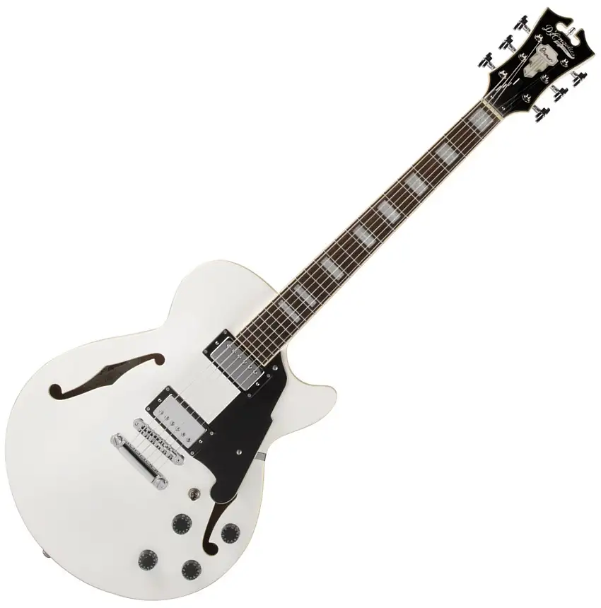 D'Angelico Premier SS Stop-bar White Halvakustisk gitarr