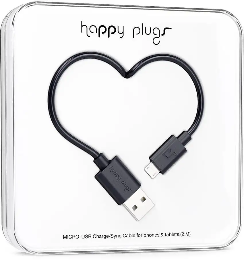 Happy Plugs Micro-USB Cable 2m Black