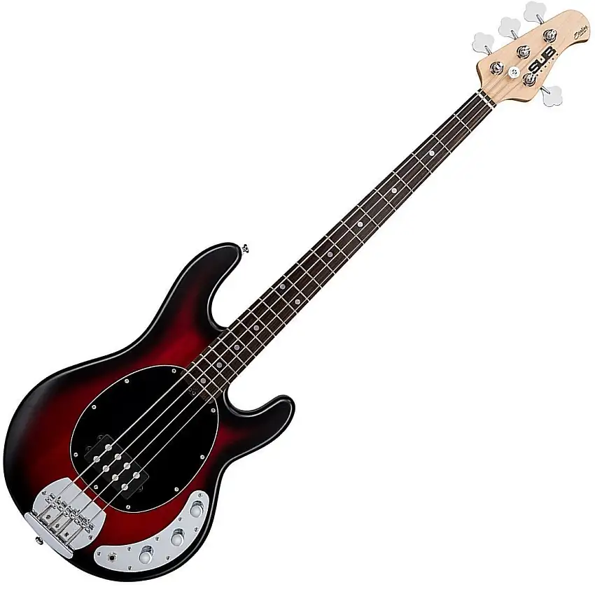 Sterling by MusicMan S.U.B. RAY4 Red Ruby Burst Satin 4-strängad basgitarr