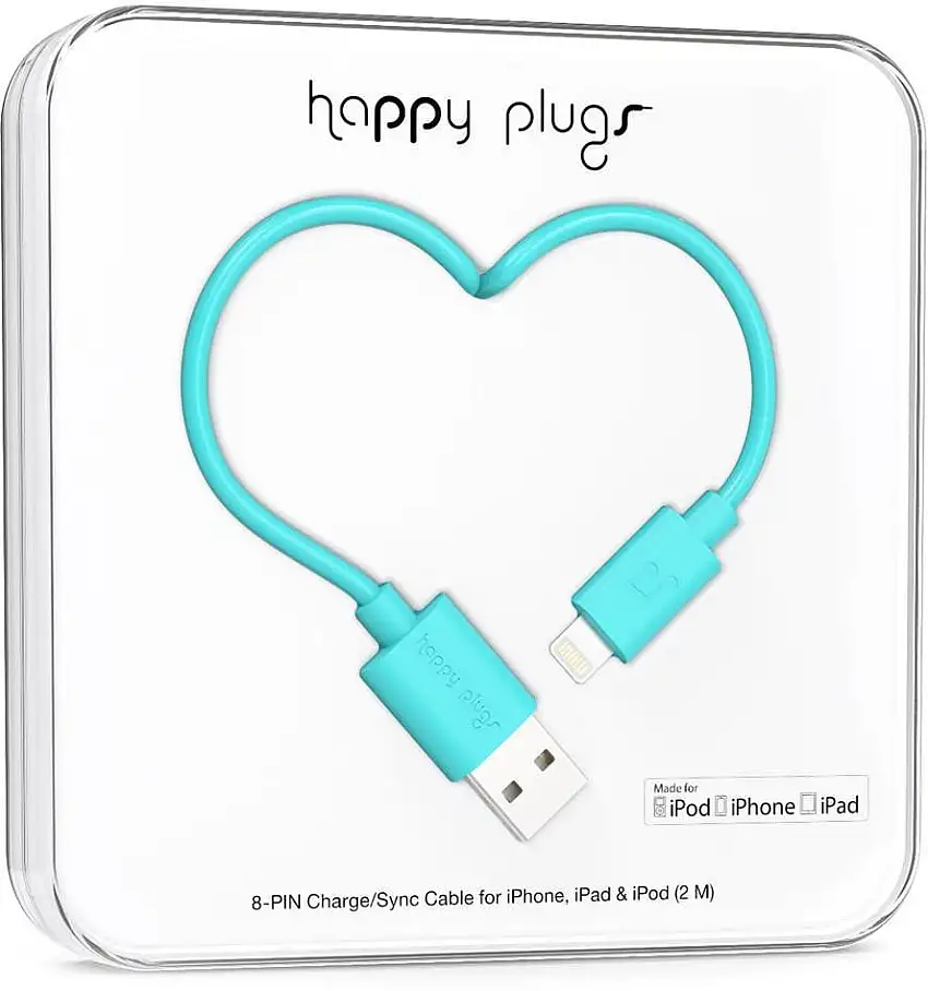 Happy Plugs Lightning Cable 2m Turquoise