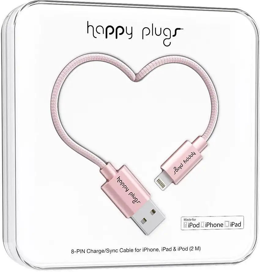 Happy Plugs Micro-USB Cable 2M, Pink Gold