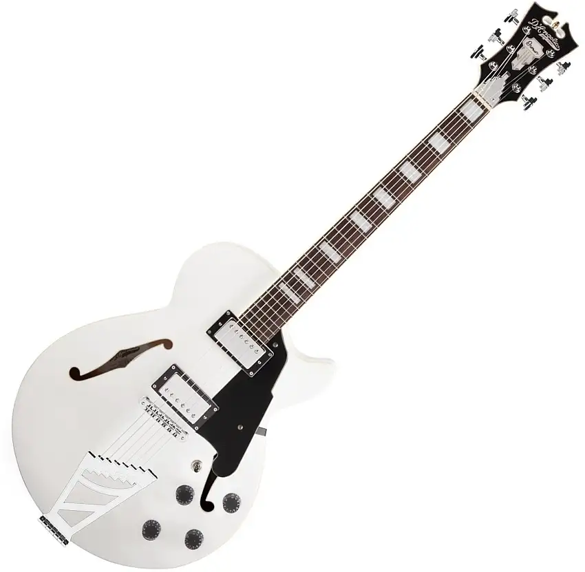 D'Angelico Premier SS Stairstep White Halvakustisk gitarr